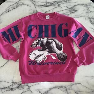 Vintage Jerzees University Michigan Wolverines Pink Medium Crewneck Sweatshirt
